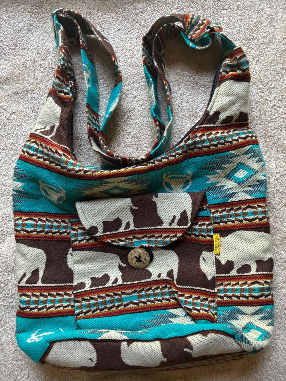 Rukuray Southwestern Canvas Tote Bag with Front Flap
